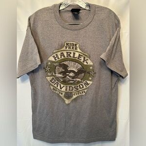 Harley Davidson Motorcycle Freedom Road Shirt Adult Gray Men’s L Eureka Springs